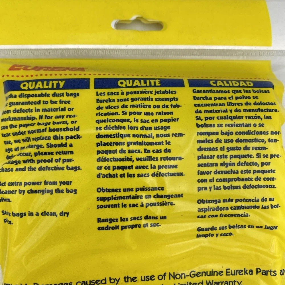 Eureka Package of 3 Genuine Eureka Disposable Style T Vacuum Bags New